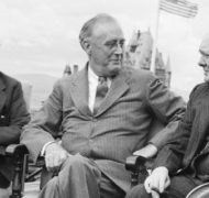 Canadian prime minister mackenzie king with president franklin d roosevelt and winston churchill during the quebec conference 18 august 1943 h32129 wide crop