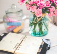 Flowers desk office vintage